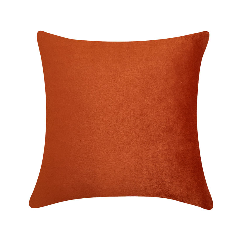 Plain Velvet Pillow Covers Throw Pillow, 18" H x 18" W, Orange