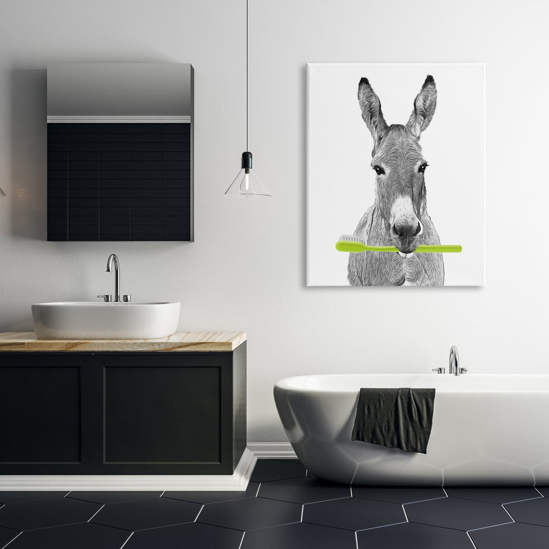 «Donkey Toothbrush», animal rigolo sur toile, H 48 po x l 36 po x P 1,5 po