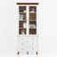 Armoire de rangement blanche en panneau de fibres à densité moyenne blanche, grands armoires de cuisine avec portes en verre et tablettes réglables, armoire de rangement autoportante pour la cuisine, le salon