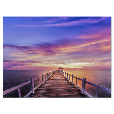 " Wooden Bridge Under Purple Sky "