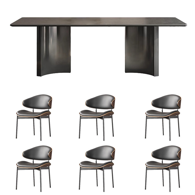 Table et chaise de salle à manger noir clair de luxe clair, H 29,5 po x L 62,9 po x l 35,4 po
