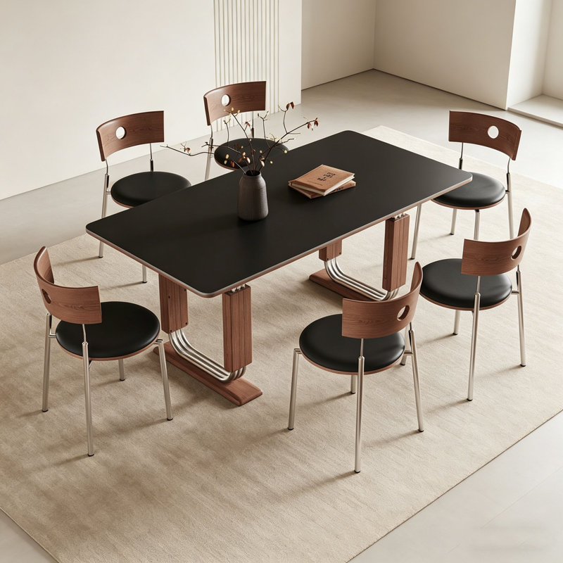 Table de salle à manger Modern, H 29,5 po x l 55,1 po x P 31,5 po, 7 pièces : 1 table, 6 chaises