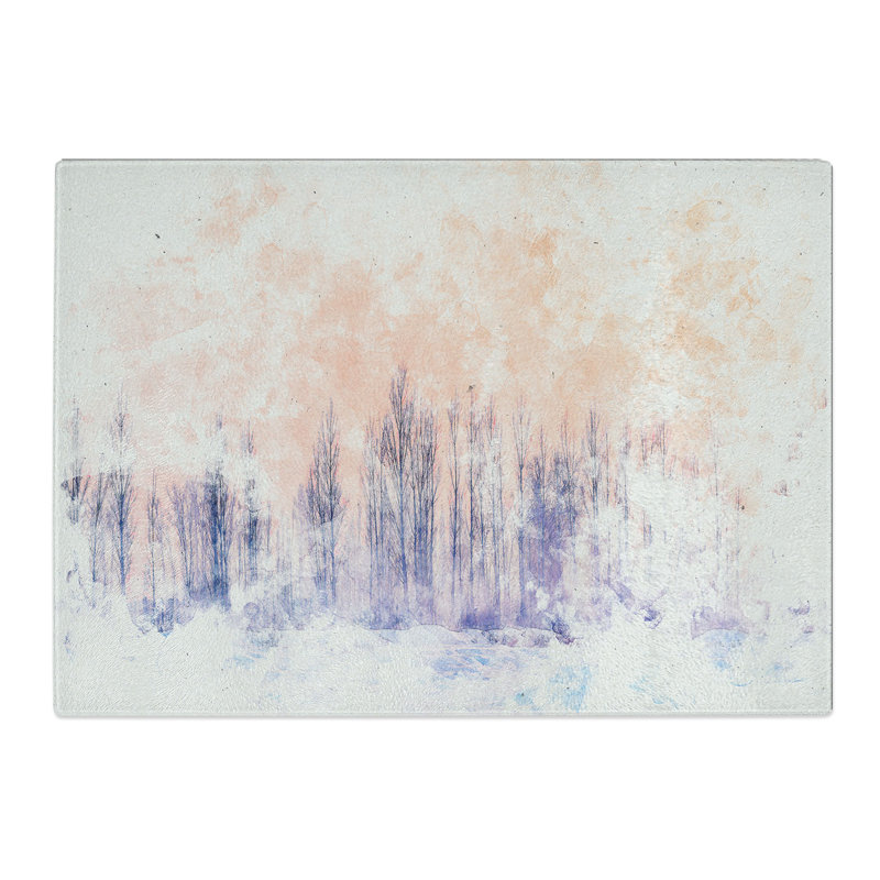Tempered Glass a Winter Forest Watercolour Chopping Board, 28.5 cm x 39 cm
