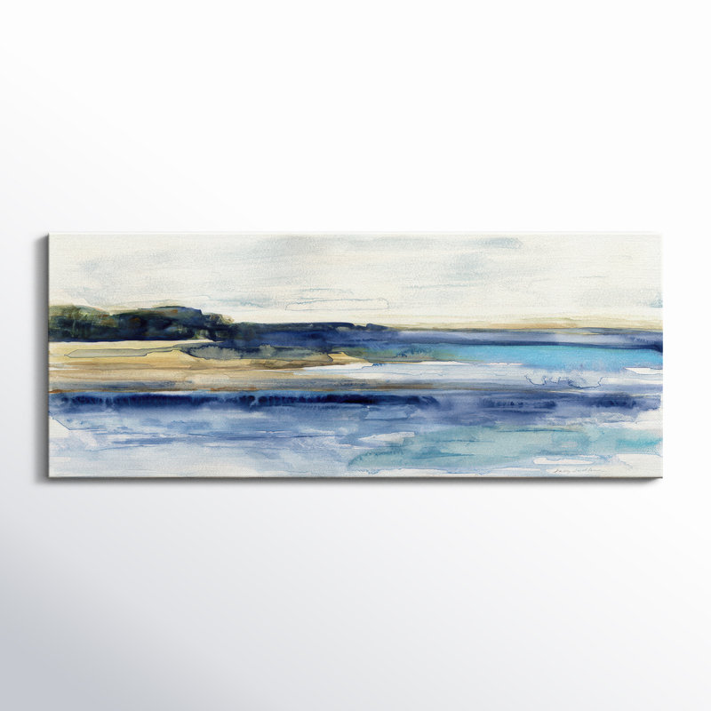 Baie indigo sur toile tendue, H 20 po x l 50 po x P 1,5 po