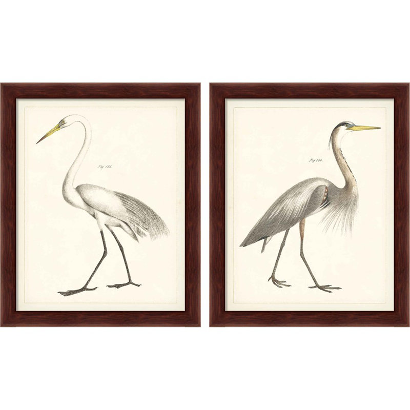 " Vintage Heron I & II " by Wild Apple Portfolio 2 - Pieces