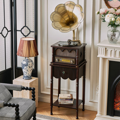 Brownness+Gold Free Form Solid Wood+Copper Media Players