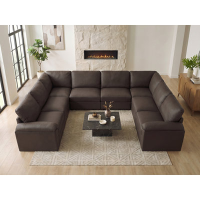 Canapé modulaire moderne avec repose-pieds en cuir de polyuréthane Marybelle Marybelle