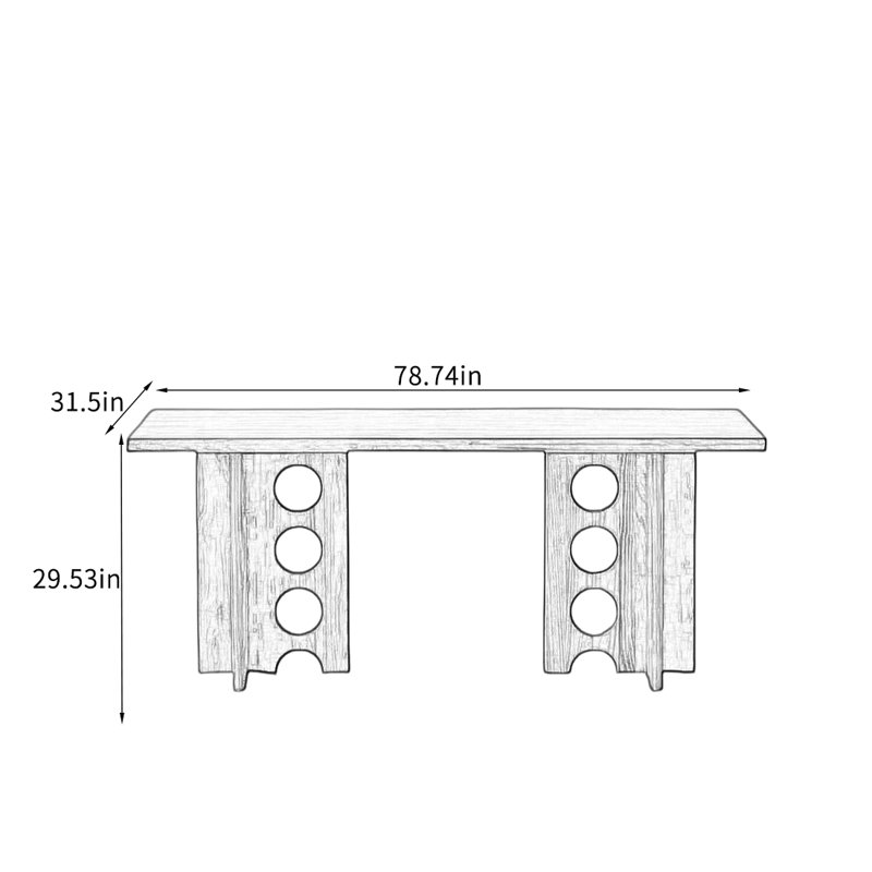 Table de salle à manger Ash: Robuste et spacieuse., H 29,53 po x L 78,74 po x l 31,5 po