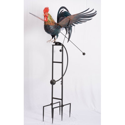 Metal Rooster Balancing Garden Stake