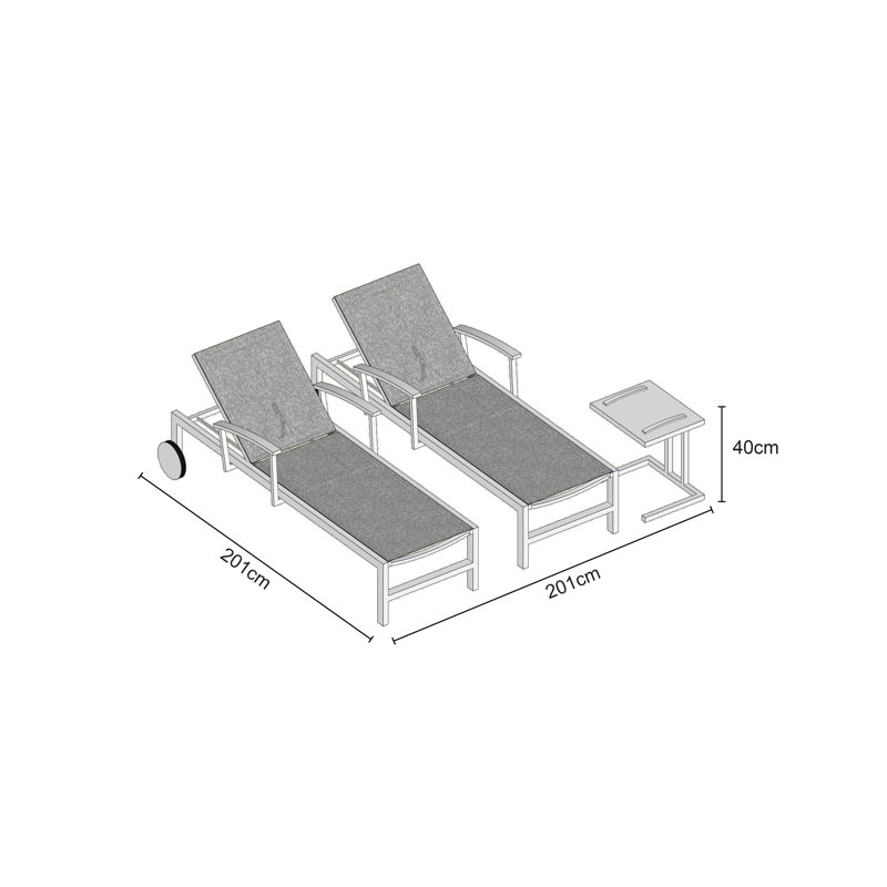 201cm Long Reclining Single Chaise with Cushions