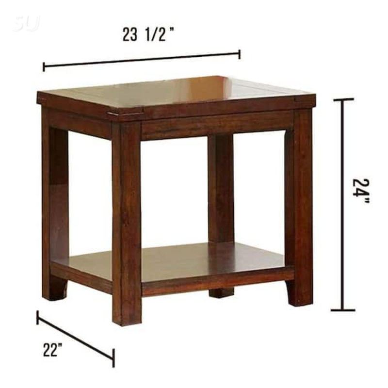Table de bout en cerisier foncé avec tablette ouverte et grain de bois naturel pour une esthétique et une fonctionnalité de salon améliorées