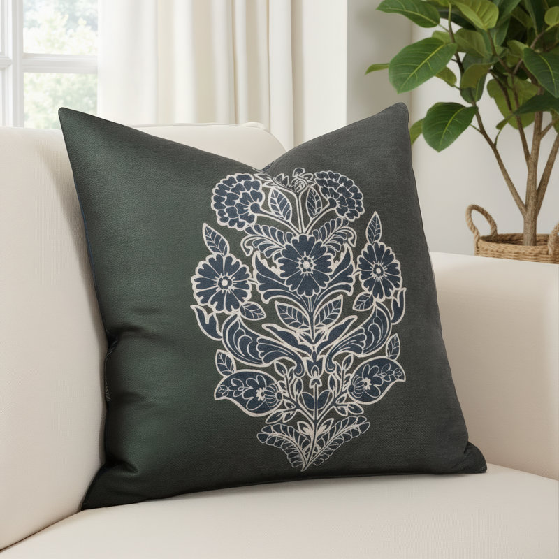 Crellen Gables 20" Feather Throw Pillow, Gray
