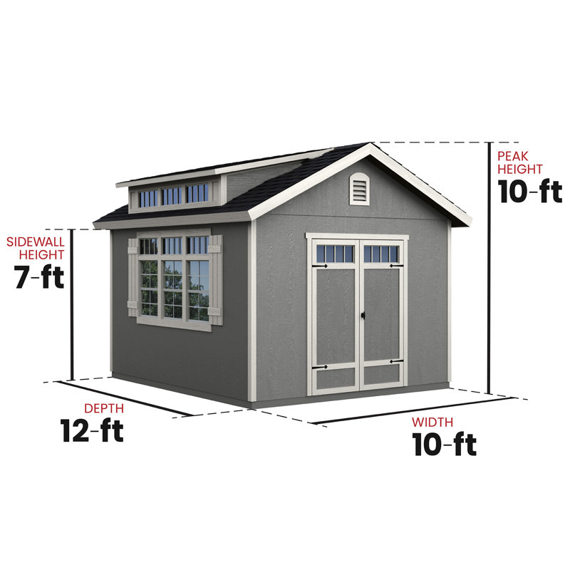 Windemere Wood Storage Shed 10 ft. W x 12 ft. D (Professional Installation Available), No