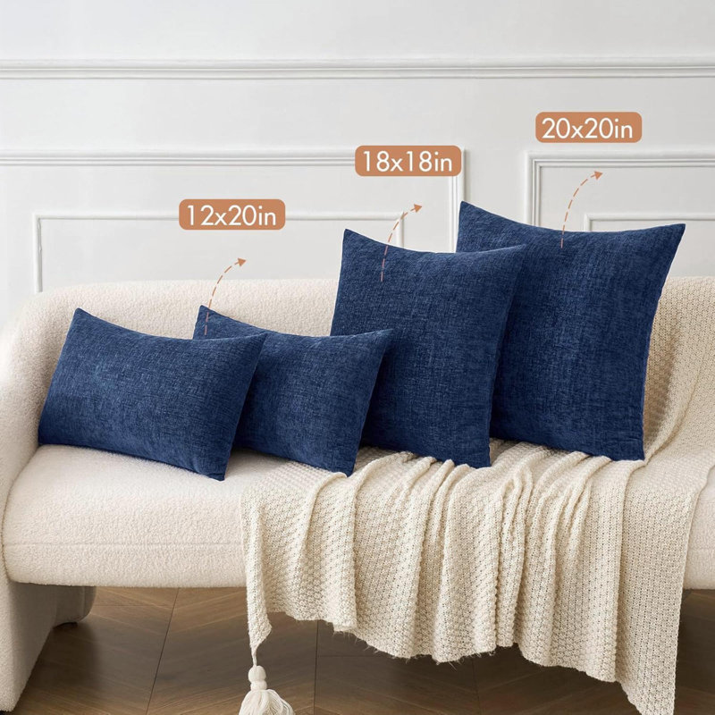 Pack Of 2 Couch Throw Pillow Covers Spring Soft Dusty  Chenille Pillow Covers For Sofa Living Room Solid Dyed Pillow Cases