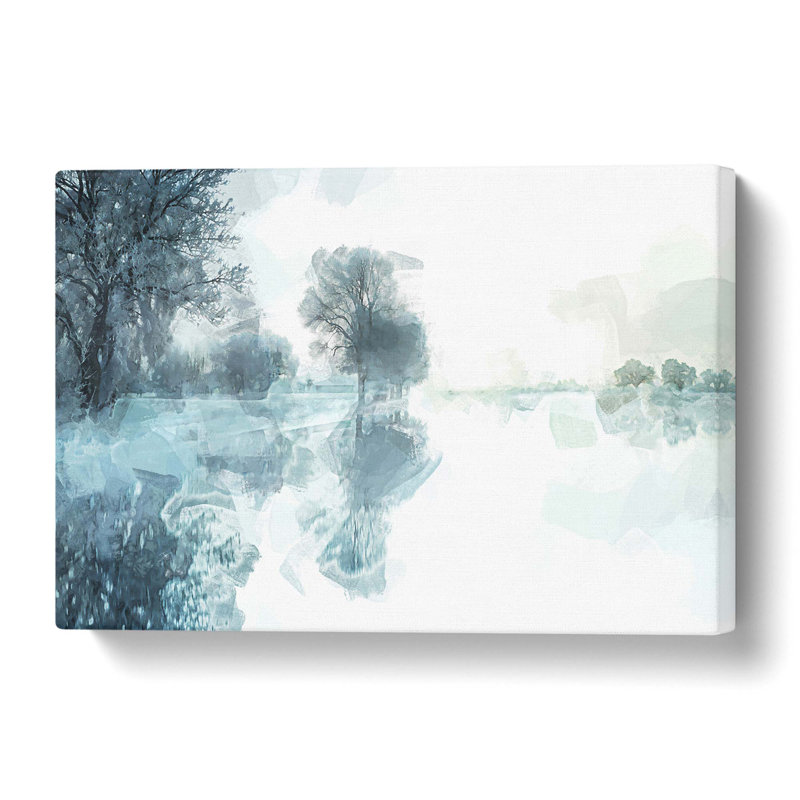 Trees Reflecting In A Lake At Winter - Wrapped Canvas Print, 60 cm H x 90 cm W
