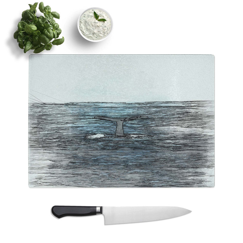 Tempered Glass Whale Chopping Board, 39 cm W x 28.5 cm L
