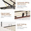 Farmhouse Full Bed Frame with Lift-Up Storage, 3-Tier Bookcase Headboard & LED Lights, White-714336746-719463794