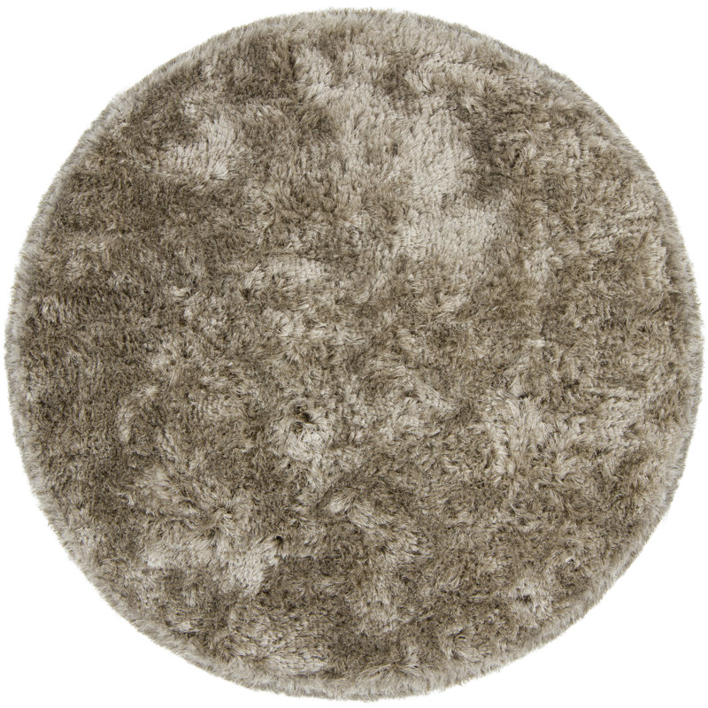 Joellen Authentic Hand-Woven Handmade High Pile & Thick Modern Classic Design Beige Shag Polyester Area Rug, Round 7'9"