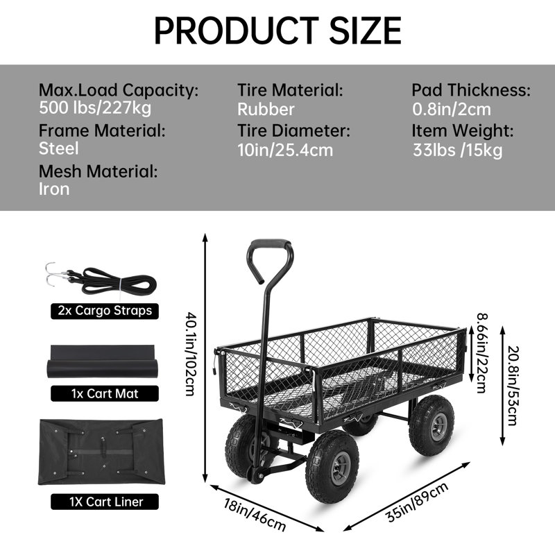102cm H Utility Cart, 102cm x 46cm, Black