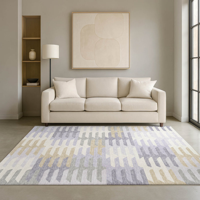 Premium Machine Washable Mayfield AMF2328 Geometric Rug, 9' x 12', Lavender