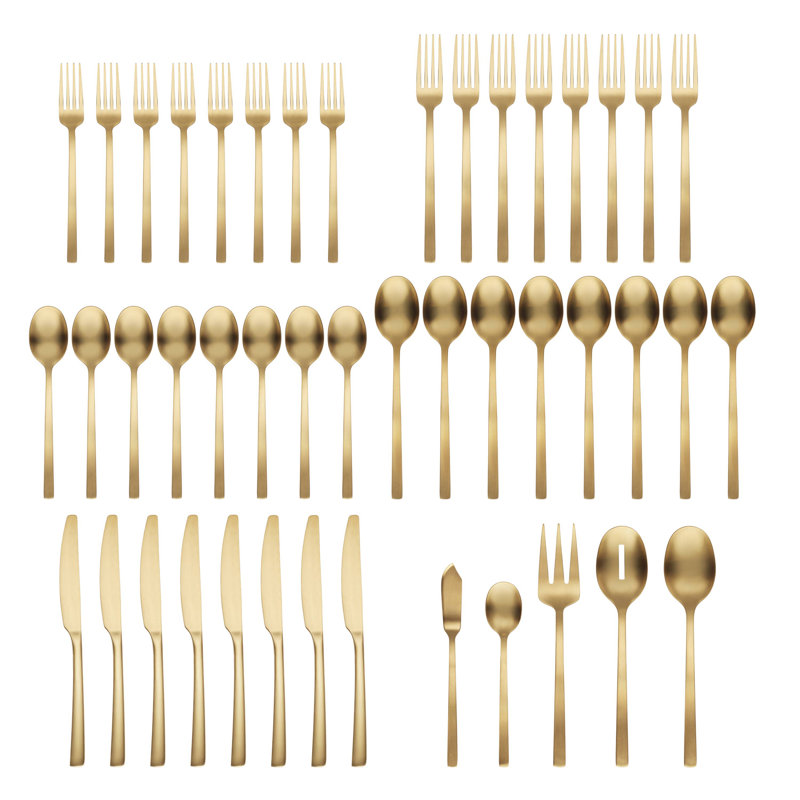 Beacon Satin 45-Piece Flatware Set, Gold