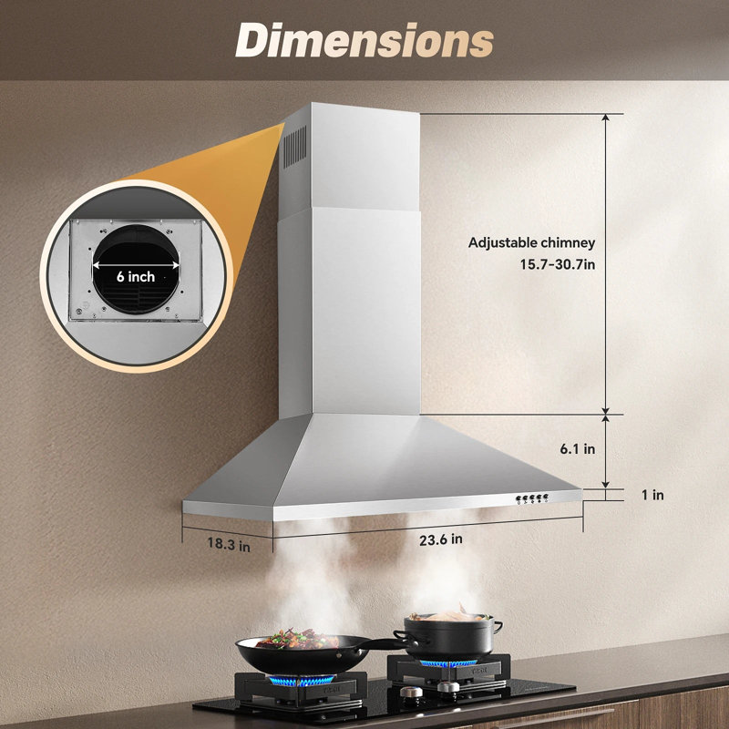Hotte murale 24 pouces en acier inoxydable