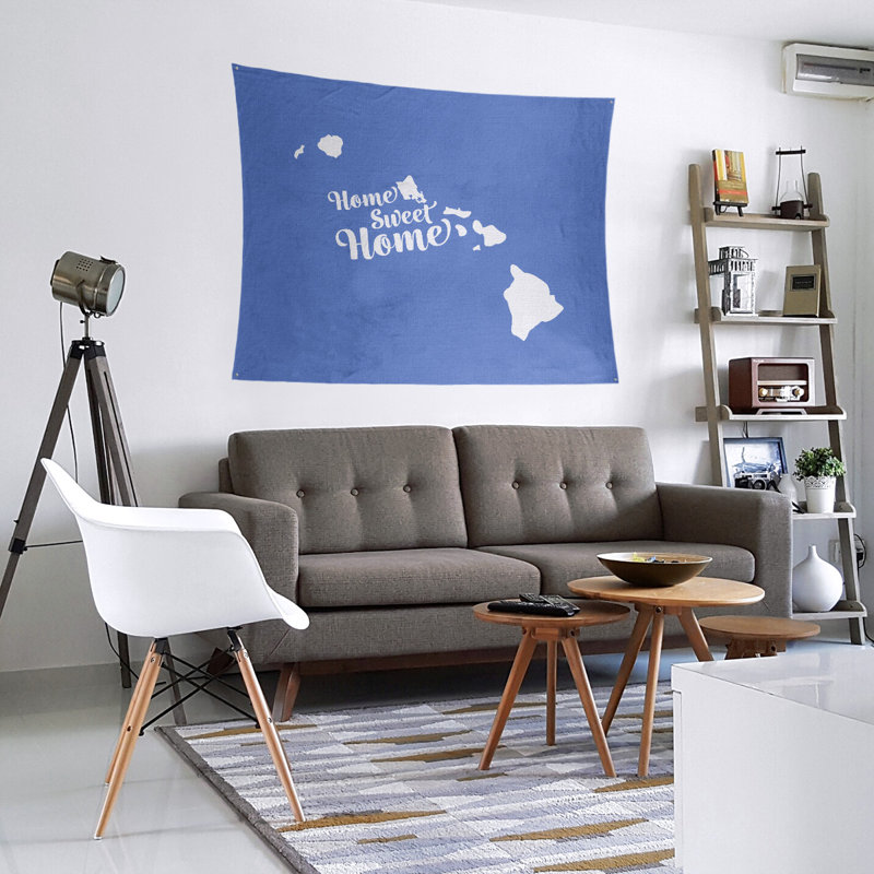 Tapisserie murale honolulu doux pour la maison, H 51 po x l 60 po, Bleu