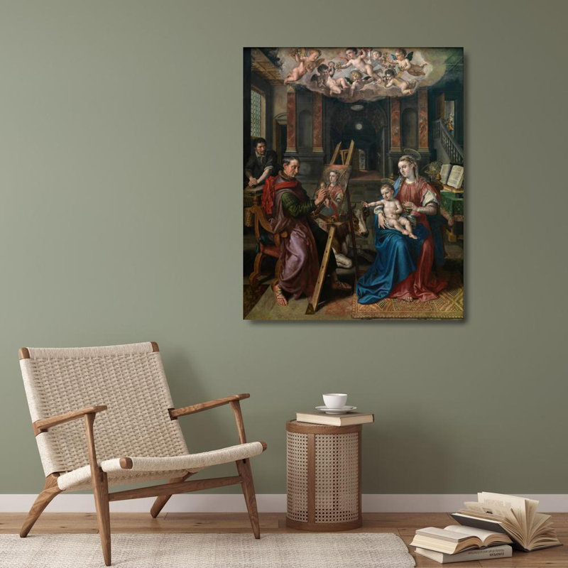"Saint Luc peignant la Vierge" par Maerten De Vos - Art mural sur toile tendue avec châssis, H 48 po x l 33 po