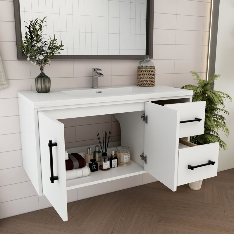 Victoria 41.7'' Single Bathroom Vanity with Acrylic Top, Gloss White