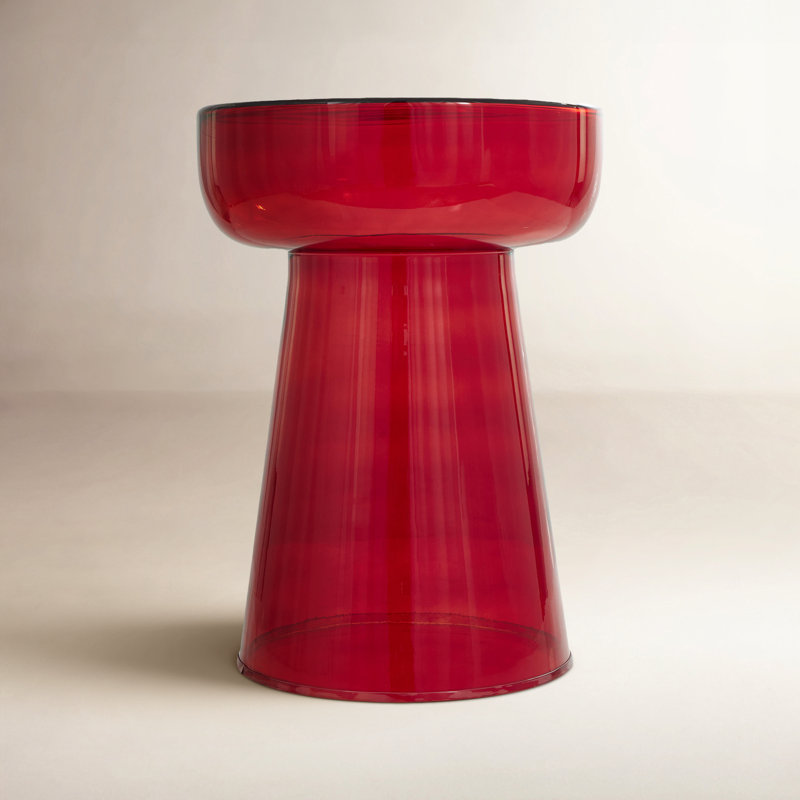 Maxxe Glass Top End Table, Amber Red