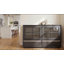 Buffet de 47,04 po en bois massif avec portes en acrylique et 2 tiroirs, console de rangement moderne pour la salle à manger et la cuisine, finition noire