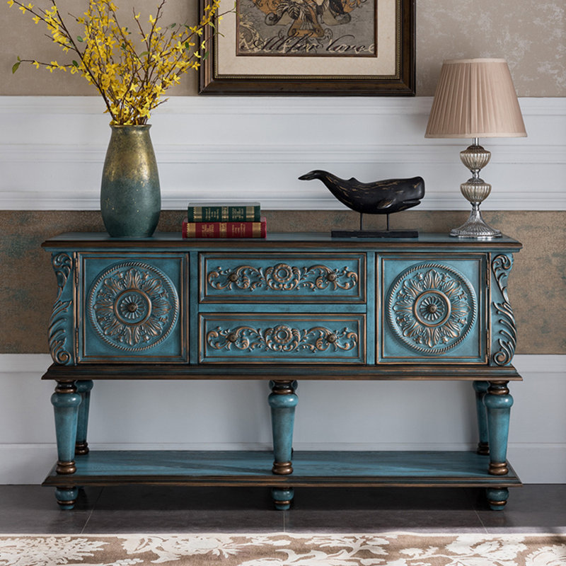 Console de style européen de luxe rétro, Bleu