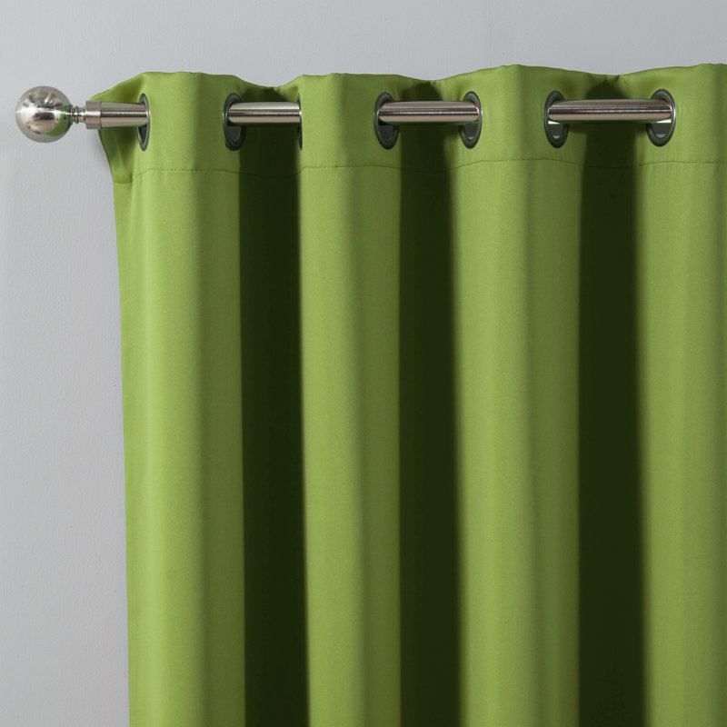 Adina Sevan Solid Thermal Grommet Curtain Panels, 52" W x 96" L, Green