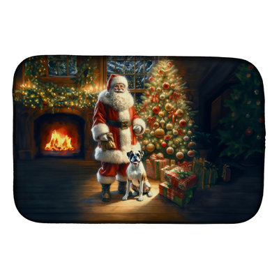 Boxer and Santa Claus Dish Drying Mat