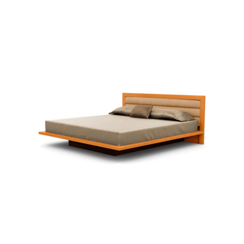 Moduluxe Upholstered Bed, King, Onyx, Natural Cherry
