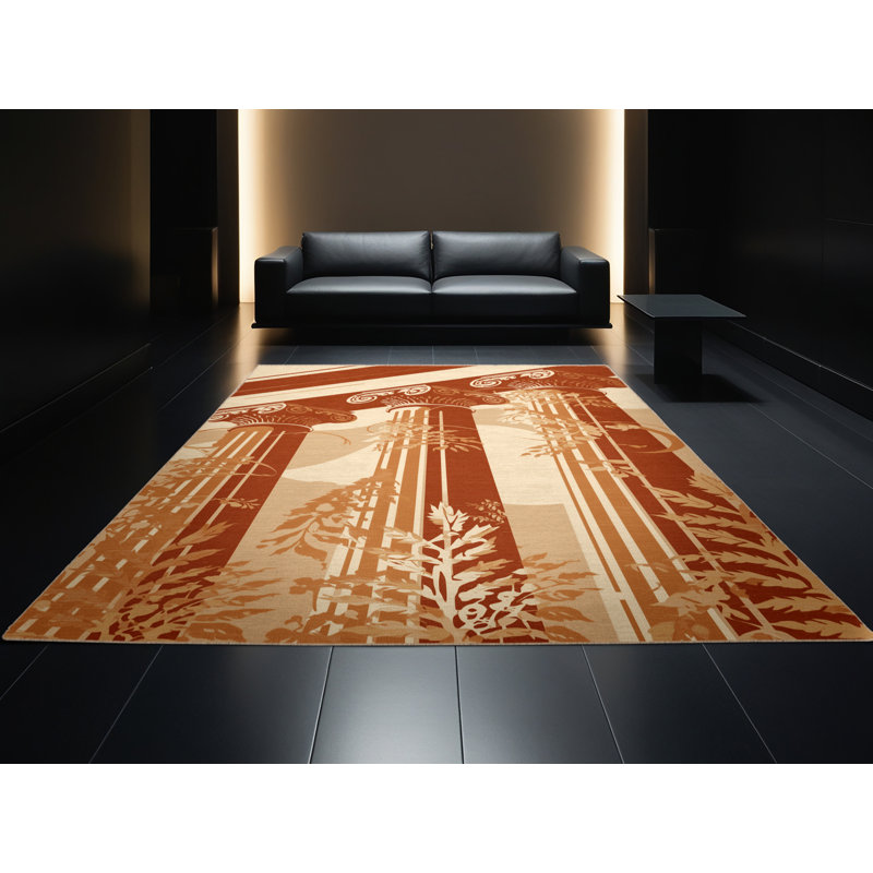 Machine Washable Madiun Classic Floral Rug in Brown – Beige Binding, 8x10