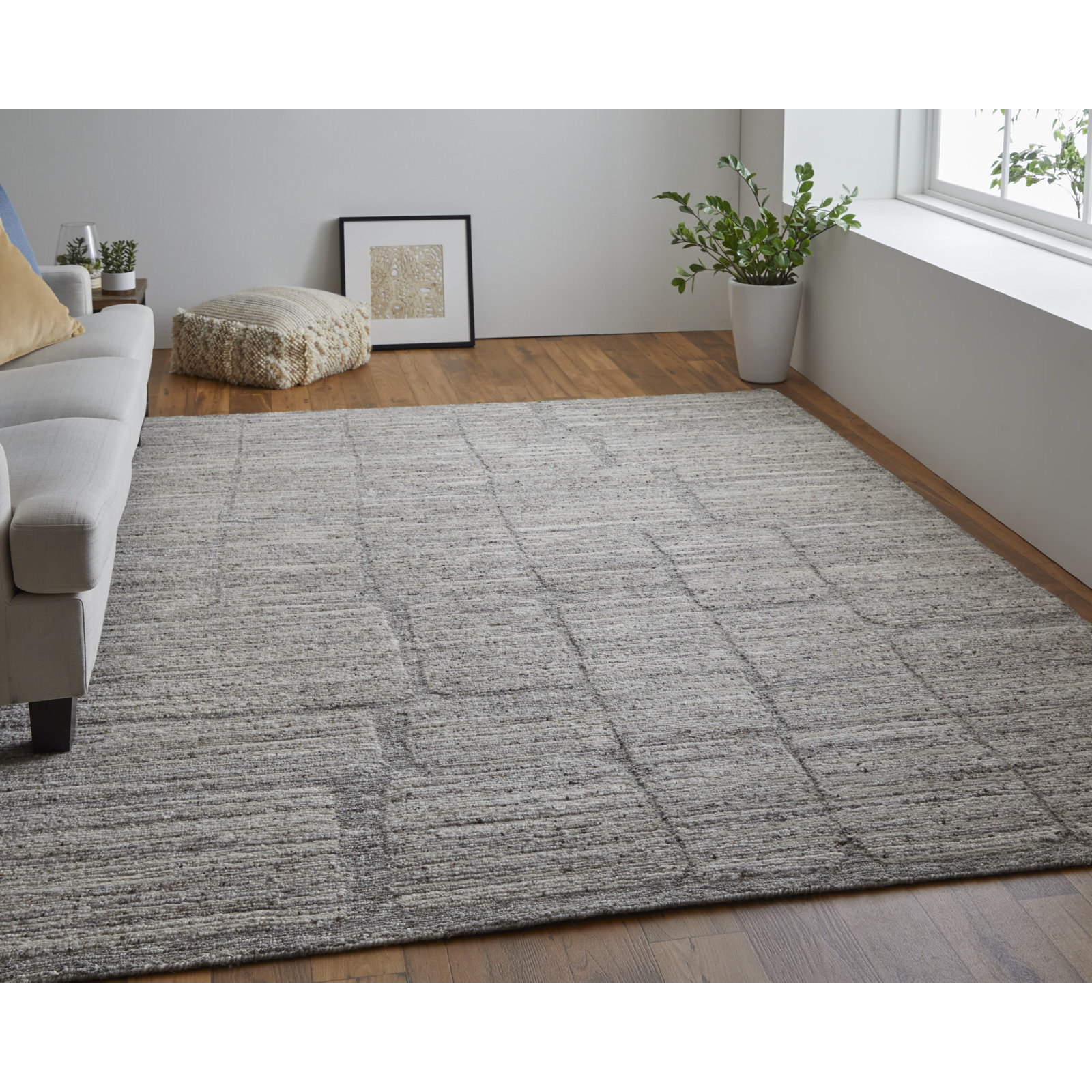 Handmade Wool Gray/Ivory/Taupe Rug, Rectangle 11'6" x 15'