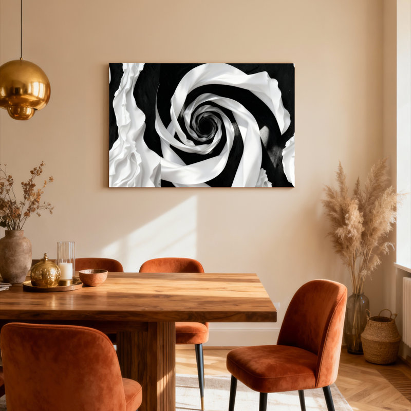 «Black and White Rose», ensemble de 1 reproduction d'art sur toile tendue sur toile, H 12 po x l 18 po