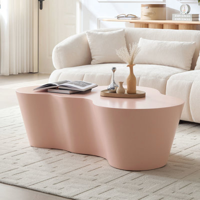 Table basse rose de 127 cm (50 pouces) en fibre de verre, style contemporain, aucun assemblage requis, idéale pour le salon. Esthétique et fonctionnelle.
