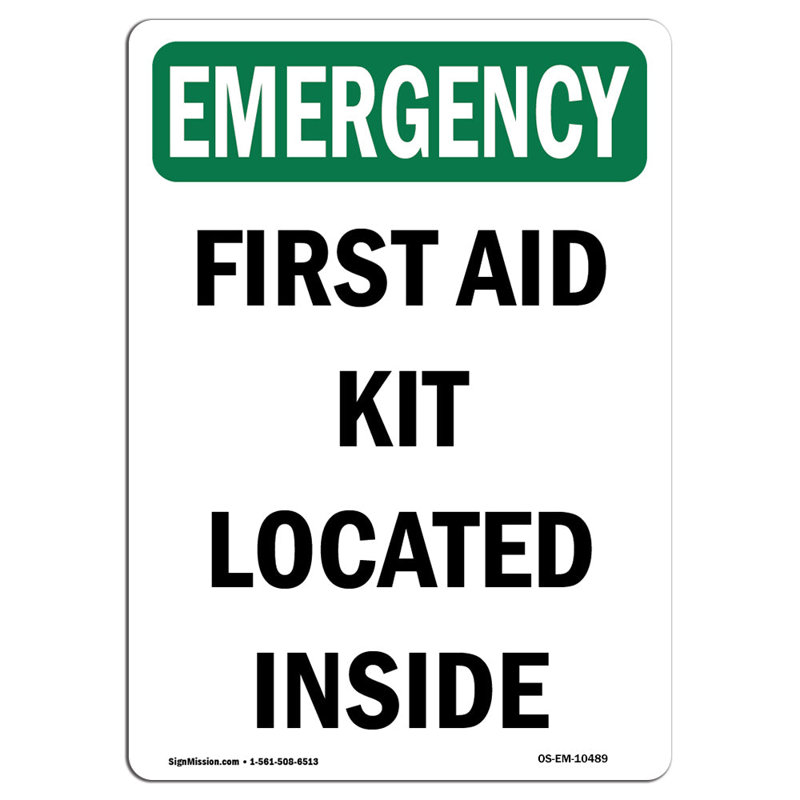 First Aid Kit Located Inside Aluminum Sign 12 x 18, 18" H x 12" W x 0.1" D