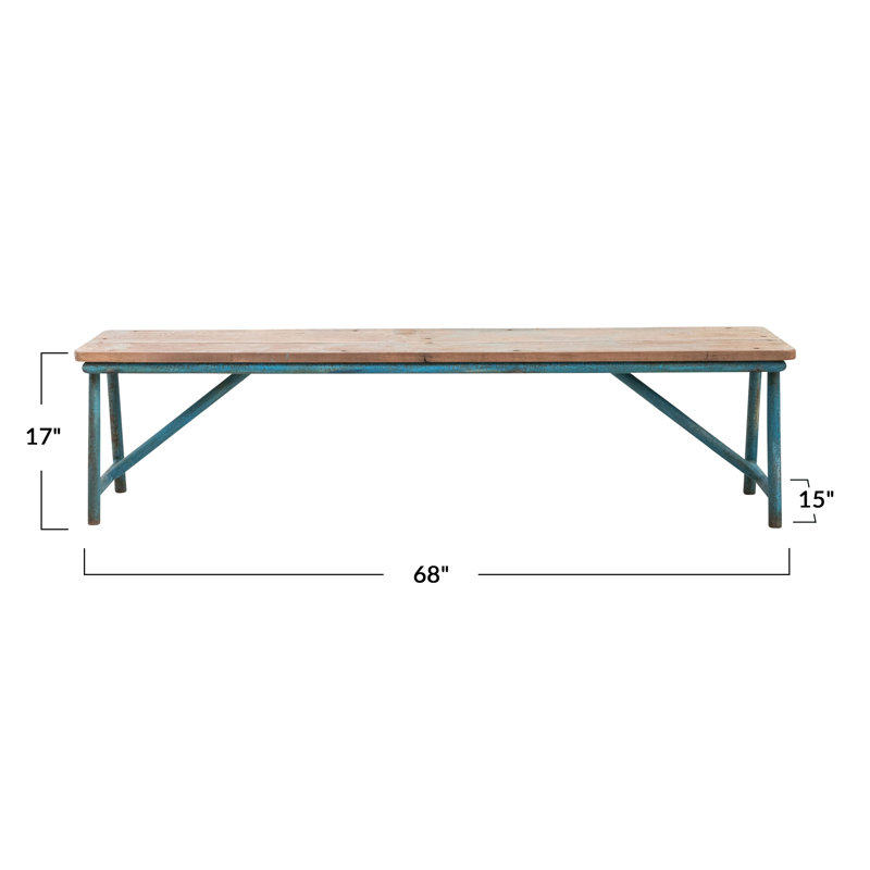 Banc en bois récupéré et en métal