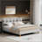 Full Size Upholstered Platform Bed Frame With Cookie-Shaped Headboard