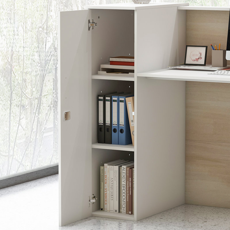 Gradon Rectangle Synthetic Laminate Reception Desk with Filing Cabinet