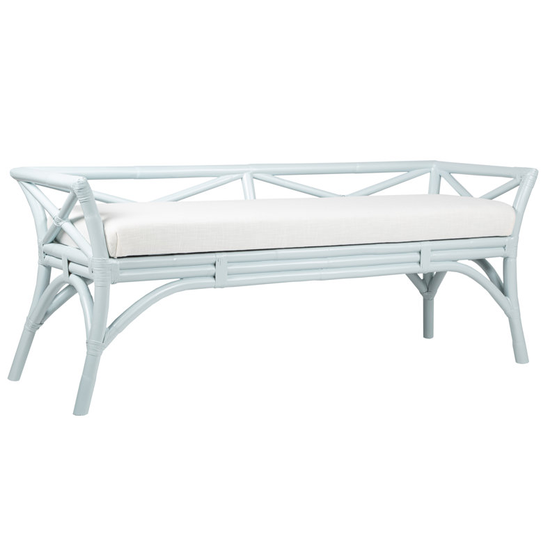 Wicker Bench, Light Blue