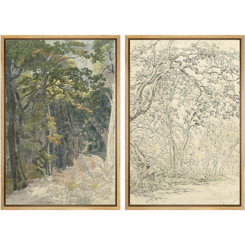 Sentier boisé, illustrations, nature, illustrations rétro, décor rustique, H 36 po x l 24 po, Naturel