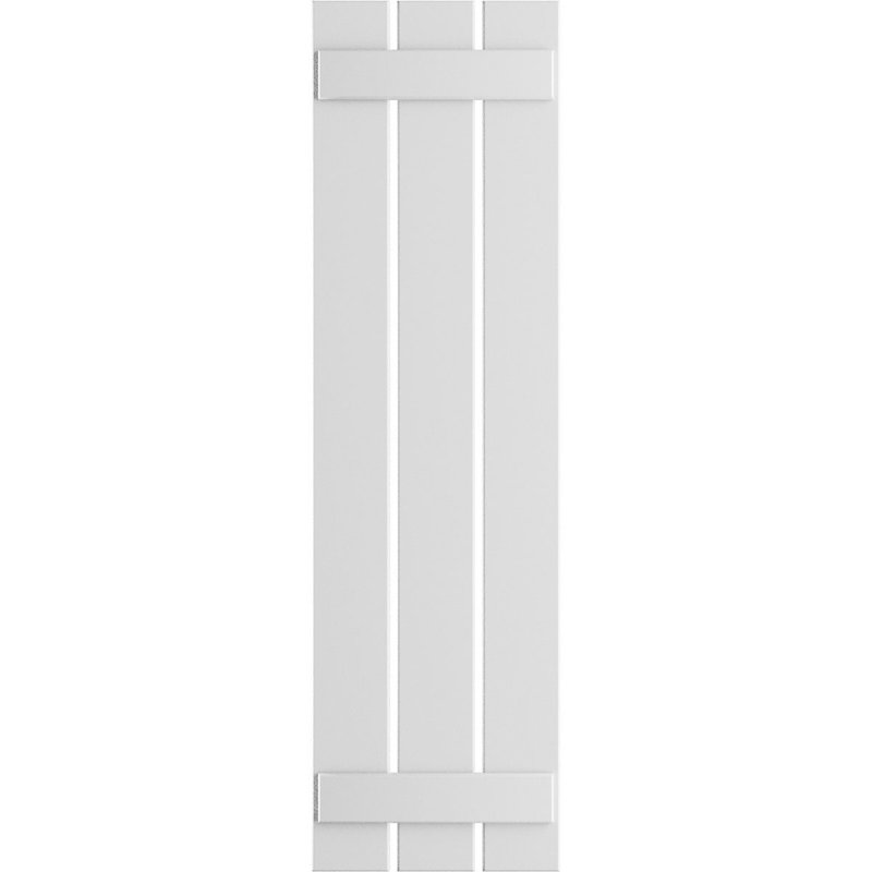 Volets en PVC True Fit à trois planches espacées, Blanc, H 65 po x l 17,125 po x P 0,625 po