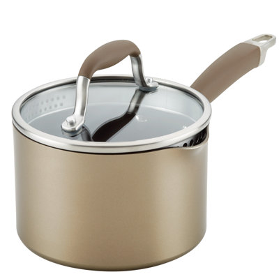 Anolon Advanced Home Hard Anodized Nonstick Saucepan With Straining Lid, 2 Quart