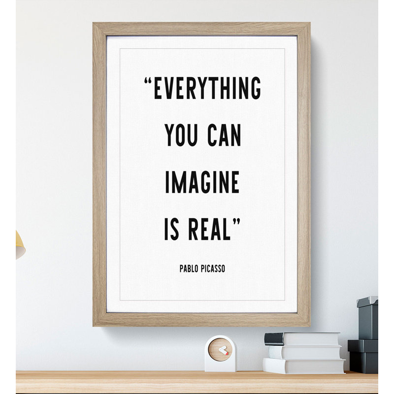 Everything You Can Imagine - Picture Frame Typography, Oak, 65cm H x 48cm W x 2cm D