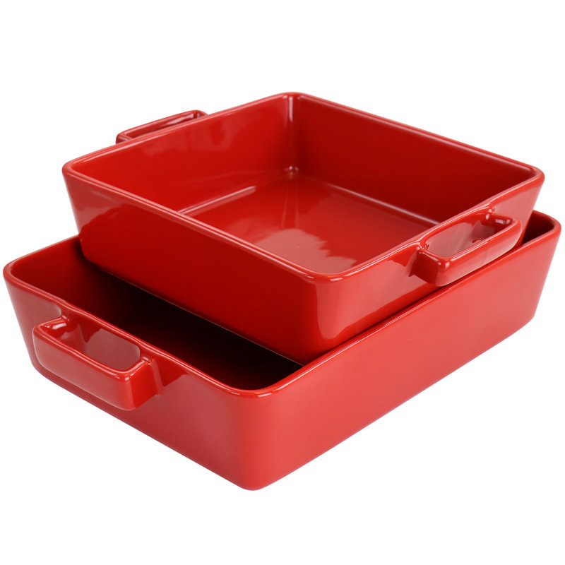 Ensemble de boulanger carré en grès 2 pièces Martha Stewart, Rouge