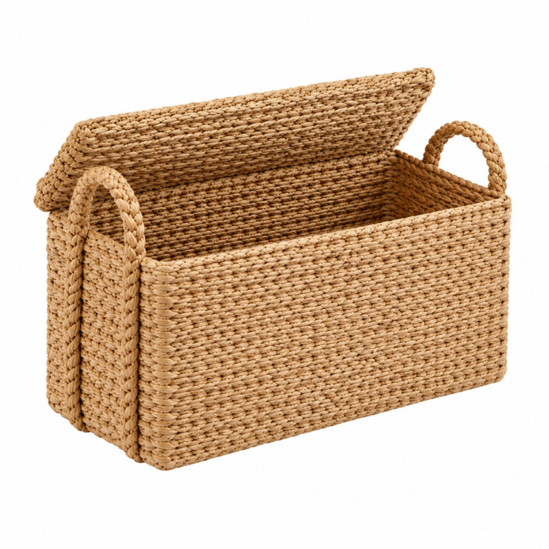 Panier de rangement décoratif et fonctionnel tissé à la main Cole et Grey Seagrass avec poignées tressées